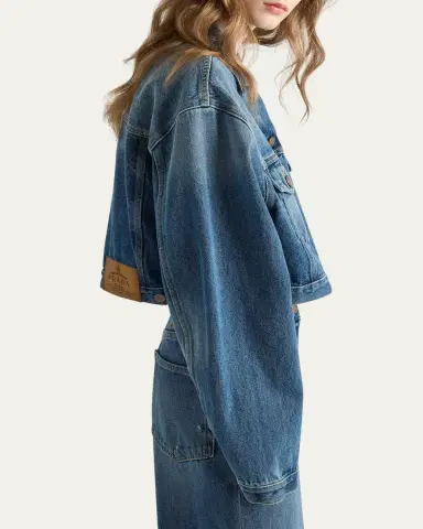 Prada Boxy Denim Blouson Jacket | Thumbnail 4 Prada Boxy Denim Blouson Jacket | Thumbnail 4