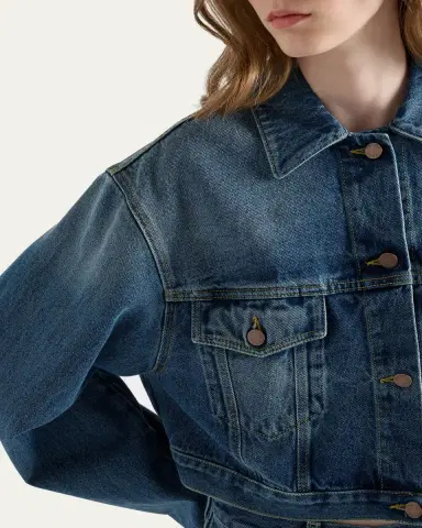 Prada Boxy Denim Blouson Jacket | Thumbnail 5 Prada Boxy Denim Blouson Jacket | Thumbnail 5
