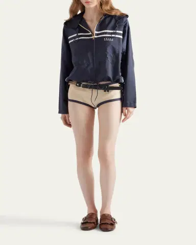 Prada Re-Nylon Stripe Hooded Jacket | Thumbnail 2 Prada Re-Nylon Stripe Hooded Jacket | Thumbnail 2