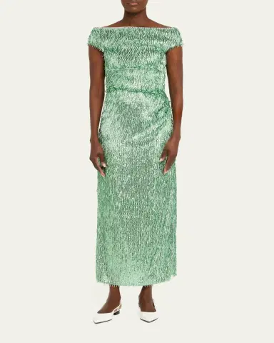 Erdem Beaded Fringe Off-The-Shoulder Midi Cocktail Dress | Thumbnail 2 Erdem Beaded Fringe Off-The-Shoulder Midi Cocktail Dress | Thumbnail 2