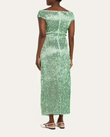 Erdem Beaded Fringe Off-The-Shoulder Midi Cocktail Dress | Thumbnail 3 Erdem Beaded Fringe Off-The-Shoulder Midi Cocktail Dress | Thumbnail 3