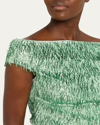 Erdem Beaded Fringe Off-The-Shoulder Midi Cocktail Dress | Thumbnail 5 Erdem Beaded Fringe Off-The-Shoulder Midi Cocktail Dress | Thumbnail 5