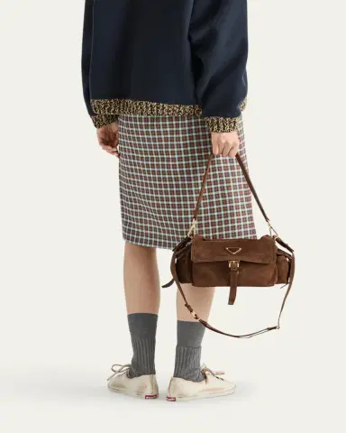 Prada Checked Stretch Georgette Midi Skirt | Thumbnail 3 Prada Checked Stretch Georgette Midi Skirt | Thumbnail 3