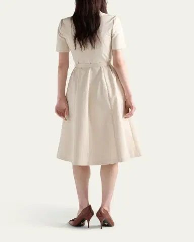 Prada Short-Sleeve Belted Chino Midi Dress | Thumbnail 3 Prada Short-Sleeve Belted Chino Midi Dress | Thumbnail 3