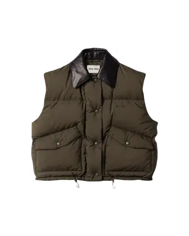 Miu Miu Leather Collar Padded Vest | Thumbnail 1 Miu Miu Leather Collar Padded Vest | Thumbnail 1