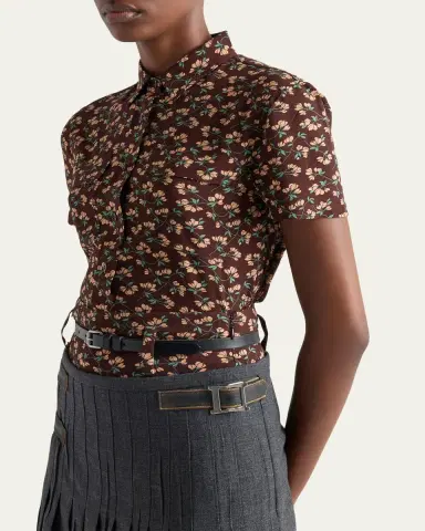 Prada Floral Silk Georgette Blouse | Thumbnail 4 Prada Floral Silk Georgette Blouse | Thumbnail 4