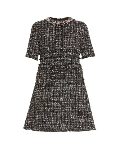 Rickie Freeman for Teri Jon Crystal-Trim Fringed Tweed Dress | Thumbnail 1 Rickie Freeman for Teri Jon Crystal-Trim Fringed Tweed Dress | Thumbnail 1