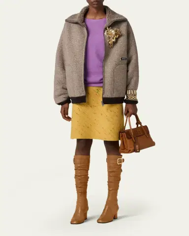 Miu Miu Faux Fur Lined Fleece Zip Jacket | Thumbnail 5 Miu Miu Faux Fur Lined Fleece Zip Jacket | Thumbnail 5