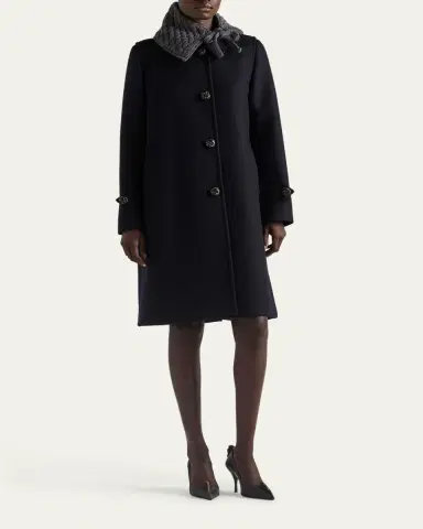 Prada Loden Leather-Button SIngle-Breasted Wool Coat | Thumbnail 2 Prada Loden Leather-Button SIngle-Breasted Wool Coat | Thumbnail 2