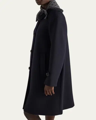 Prada Loden Leather-Button SIngle-Breasted Wool Coat | Thumbnail 4 Prada Loden Leather-Button SIngle-Breasted Wool Coat | Thumbnail 4