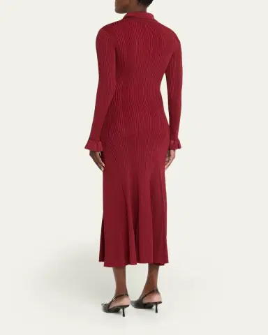 Self-Portrait Ribbed Knit Midi Dress | Thumbnail 3 Self-Portrait Ribbed Knit Midi Dress | Thumbnail 3