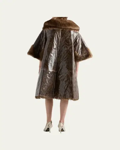 Prada PVC Coated Lamb Shearling Single-Breasted Coat | Thumbnail 3 Prada PVC Coated Lamb Shearling Single-Breasted Coat | Thumbnail 3