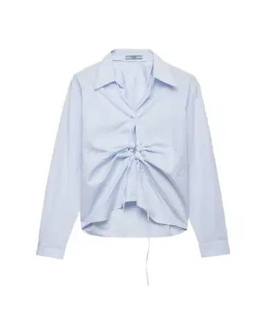 Prada Ruched Laced Collared Blouse | Thumbnail 1 Prada Ruched Laced Collared Blouse | Thumbnail 1