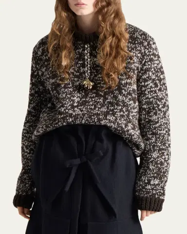 Prada Melange Wool Crewneck Sweater with Pendants | Thumbnail 3 Prada Melange Wool Crewneck Sweater with Pendants | Thumbnail 3