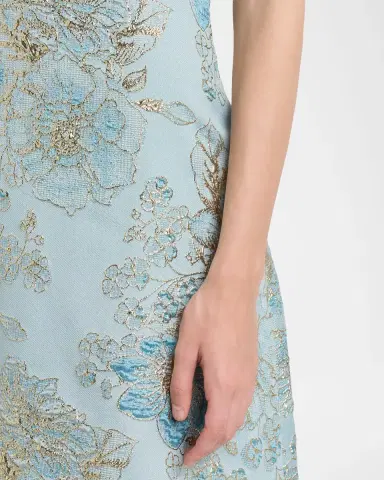 Rickie Freeman for Teri Jon Strapless Metallic Floral Jacquard Gown | Thumbnail 4 Rickie Freeman for Teri Jon Strapless Metallic Floral Jacquard Gown | Thumbnail 4