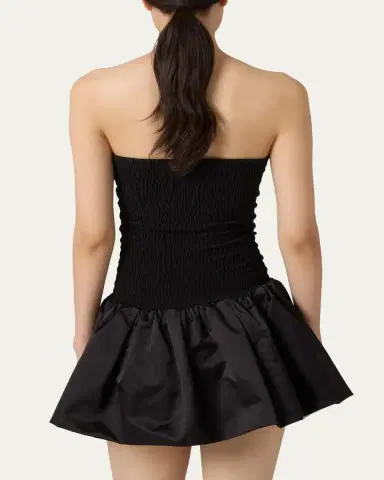 Miu Miu Strapless Smocked Silk Ruffle Mini Dress | Thumbnail 2 Miu Miu Strapless Smocked Silk Ruffle Mini Dress | Thumbnail 2