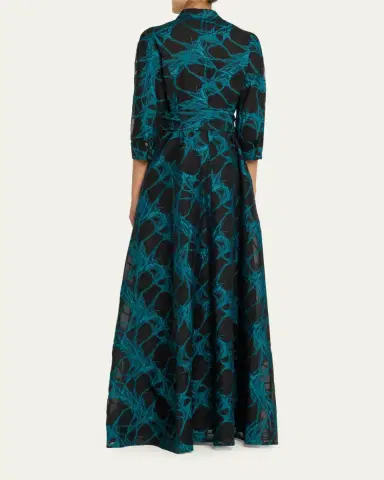 Rickie Freeman for Teri Jon A-Line Organza Jacquard Shirt Gown | Thumbnail 3 Rickie Freeman for Teri Jon A-Line Organza Jacquard Shirt Gown | Thumbnail 3