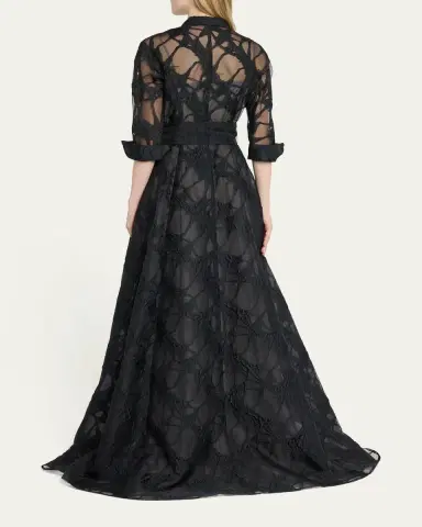Rickie Freeman for Teri Jon A-Line Organza Jacquard Shirt Gown | Thumbnail 7 Rickie Freeman for Teri Jon A-Line Organza Jacquard Shirt Gown | Thumbnail 7