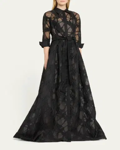 Rickie Freeman for Teri Jon A-Line Organza Jacquard Shirt Gown | Thumbnail 8 Rickie Freeman for Teri Jon A-Line Organza Jacquard Shirt Gown | Thumbnail 8