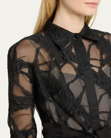 Rickie Freeman for Teri Jon A-Line Organza Jacquard Shirt Gown | Thumbnail 9 Rickie Freeman for Teri Jon A-Line Organza Jacquard Shirt Gown | Thumbnail 9