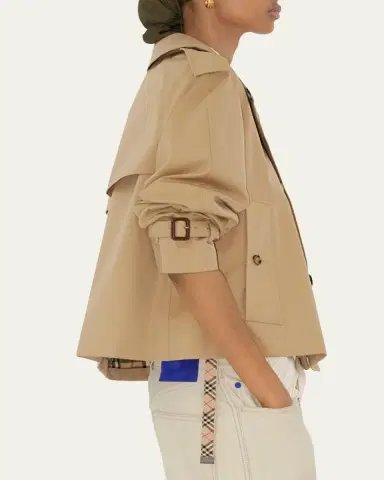 Burberry Haltye Cropped Gabardine Trench Jacket | Thumbnail 4 Burberry Haltye Cropped Gabardine Trench Jacket | Thumbnail 4