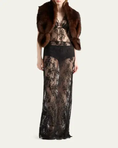 Prada Short-Sleeve Lace Dress | Thumbnail 2 Prada Short-Sleeve Lace Dress | Thumbnail 2