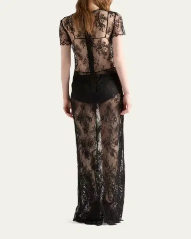 Prada Short-Sleeve Lace Dress | Thumbnail 3 Prada Short-Sleeve Lace Dress | Thumbnail 3