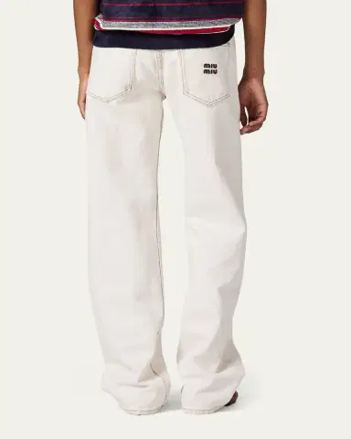 Miu Miu Mid-Rise Straight-Leg Denim Pants | Thumbnail 3 Miu Miu Mid-Rise Straight-Leg Denim Pants | Thumbnail 3