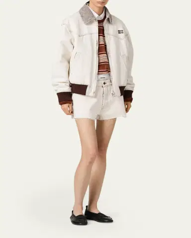 Miu Miu Corduroy-Collar Zip Western Jacket | Thumbnail 2 Miu Miu Corduroy-Collar Zip Western Jacket | Thumbnail 2