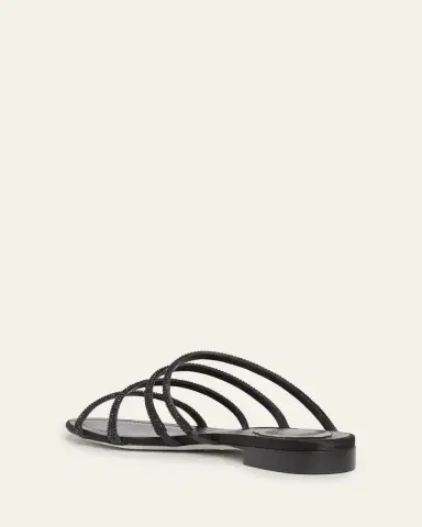 René Caovilla Satin Strass Flat Slide Sandals | Thumbnail 2 René Caovilla Satin Strass Flat Slide Sandals | Thumbnail 2