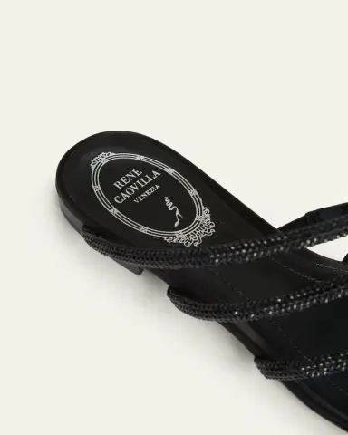 René Caovilla Satin Strass Flat Slide Sandals | Thumbnail 3 René Caovilla Satin Strass Flat Slide Sandals | Thumbnail 3