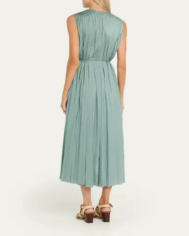 Ulla Johnson Fianna Belted Pleated Satin Midi Dress | Thumbnail 3 Ulla Johnson Fianna Belted Pleated Satin Midi Dress | Thumbnail 3