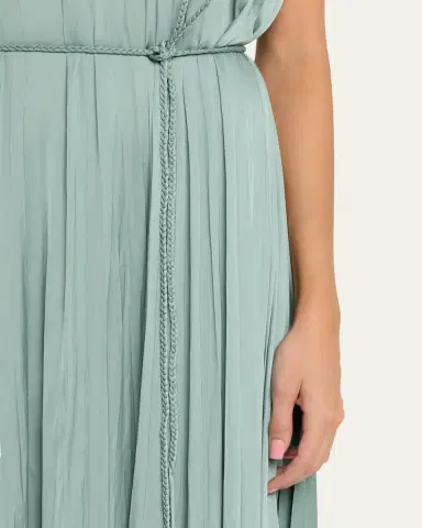 Ulla Johnson Fianna Belted Pleated Satin Midi Dress | Thumbnail 5 Ulla Johnson Fianna Belted Pleated Satin Midi Dress | Thumbnail 5