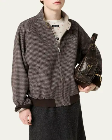 Miu Miu Reversible Houndstooth Zip Jacket | Thumbnail 4 Miu Miu Reversible Houndstooth Zip Jacket | Thumbnail 4