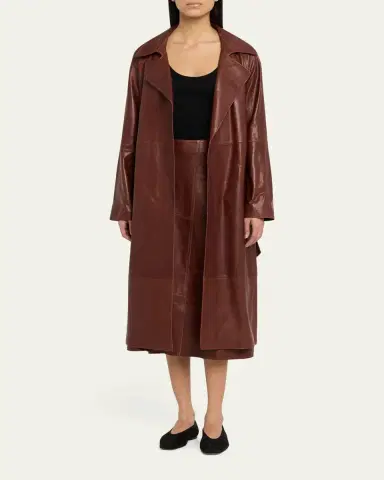 Arma Yava Wrap-Front Leather Coat | Thumbnail 2 Arma Yava Wrap-Front Leather Coat | Thumbnail 2