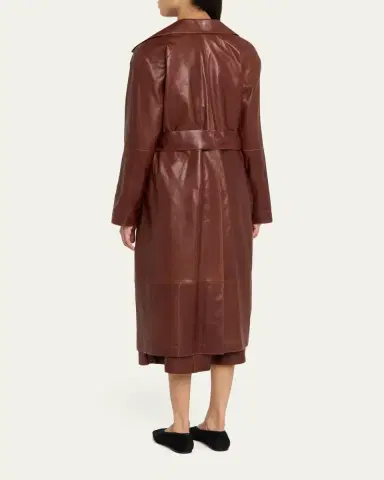 Arma Yava Wrap-Front Leather Coat | Thumbnail 3 Arma Yava Wrap-Front Leather Coat | Thumbnail 3