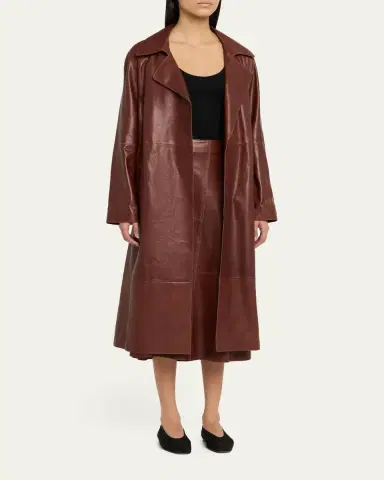 Arma Yava Wrap-Front Leather Coat | Thumbnail 4 Arma Yava Wrap-Front Leather Coat | Thumbnail 4