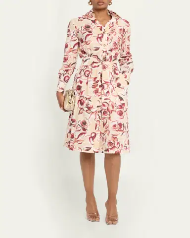 Chiara Boni La Petite Robe Belted Floral-Print Midi Shirtdress | Thumbnail 4 Chiara Boni La Petite Robe Belted Floral-Print Midi Shirtdress | Thumbnail 4