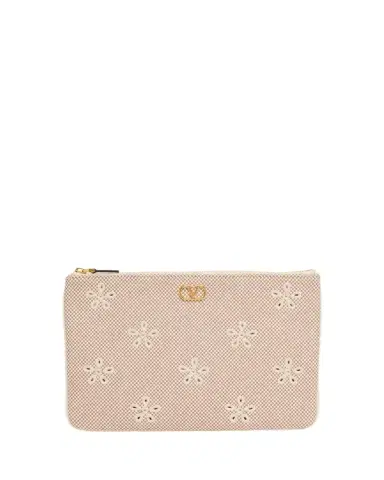 Valentino Garavani Eyelet-Embroidered Canvas Clutch Bag | Thumbnail 1 Valentino Garavani Eyelet-Embroidered Canvas Clutch Bag | Thumbnail 1