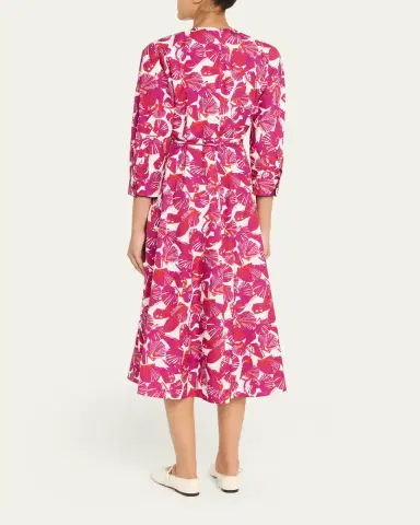 Max Mara Seashell-Print Faux Wrap Midi Dress | Thumbnail 3 Max Mara Seashell-Print Faux Wrap Midi Dress | Thumbnail 3