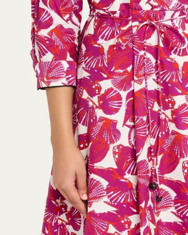 Max Mara Seashell-Print Faux Wrap Midi Dress | Thumbnail 5 Max Mara Seashell-Print Faux Wrap Midi Dress | Thumbnail 5