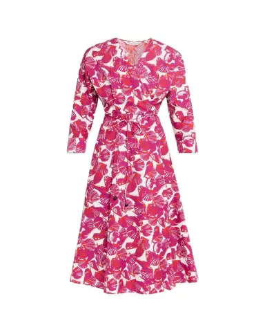 Max Mara Seashell-Print Faux Wrap Midi Dress | Thumbnail 1 Max Mara Seashell-Print Faux Wrap Midi Dress | Thumbnail 1