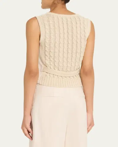Max Mara Button-Down Mixed Media Vest | Thumbnail 3 Max Mara Button-Down Mixed Media Vest | Thumbnail 3