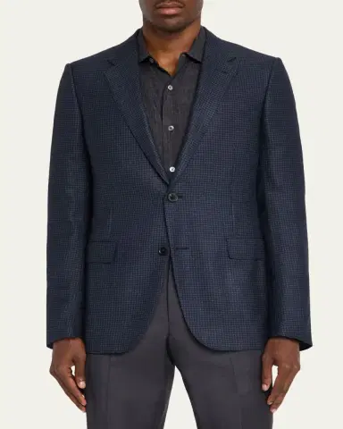 Zegna Men's Woven Houndstooth Single-Breasted Sport Coat | Thumbnail 4 Zegna Men's Woven Houndstooth Single-Breasted Sport Coat | Thumbnail 4