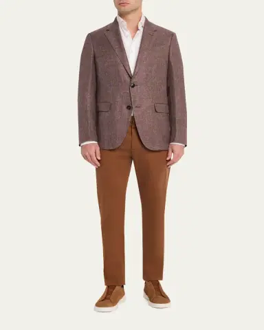 Zegna Men's Linen-Blend Grid Check Single-Breasted Sport Coat | Thumbnail 2 Zegna Men's Linen-Blend Grid Check Single-Breasted Sport Coat | Thumbnail 2