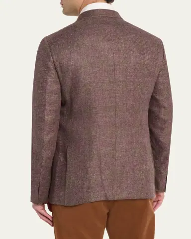 Zegna Men's Linen-Blend Grid Check Single-Breasted Sport Coat | Thumbnail 3 Zegna Men's Linen-Blend Grid Check Single-Breasted Sport Coat | Thumbnail 3