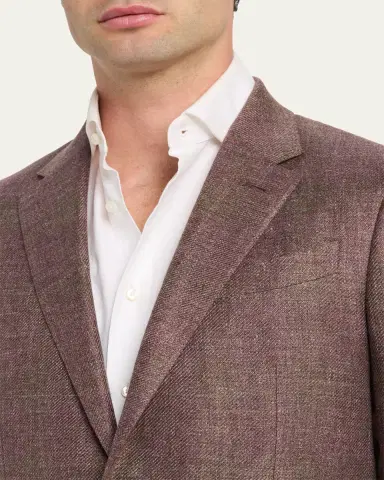 Zegna Men's Linen-Blend Grid Check Single-Breasted Sport Coat | Thumbnail 5 Zegna Men's Linen-Blend Grid Check Single-Breasted Sport Coat | Thumbnail 5