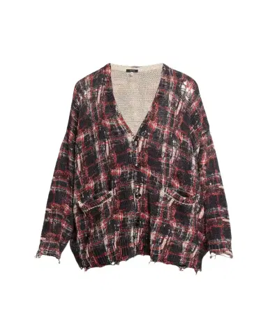 R13 Distressed Oversized Plaid Boyfriend Cardigan | Thumbnail 1 R13 Distressed Oversized Plaid Boyfriend Cardigan | Thumbnail 1
