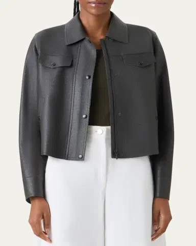 Akris punto Perforated Leather Short Jacket | Thumbnail 4 Akris punto Perforated Leather Short Jacket | Thumbnail 4