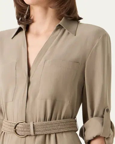 Akris punto Long-Sleeve Belted Viscose Twill Midi Shirtdress | Thumbnail 5 Akris punto Long-Sleeve Belted Viscose Twill Midi Shirtdress | Thumbnail 5